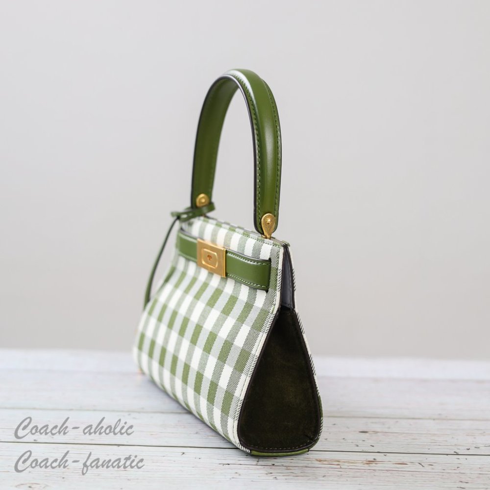NWT Tory Burch Lee Radziwill Petite Bag Gingham Crossbody in Leccio - Picture 7 of 11